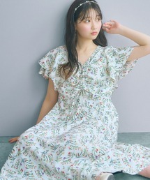 センタードロストフラワープリントワンピース <大きいサイズ有>marun