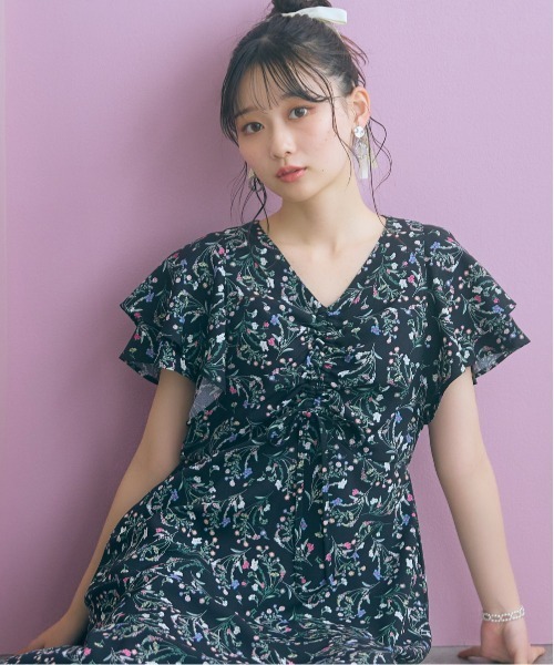 marun(マルン)の「センタードロストフラワープリントワンピース <大きいサイズ有>marun(ワンピース・レディース・ブラック系/ホワイト系・5L/4L/3L/LL/L/M)」の21枚目の写真
