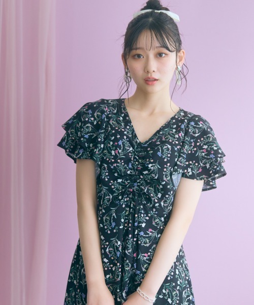 marun(マルン)の「センタードロストフラワープリントワンピース <大きいサイズ有>marun(ワンピース・レディース・ブラック系/ホワイト系・5L/4L/3L/LL/L/M)」の14枚目の写真