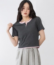 RAGEBLUE | バイカラー/レイヤードヘンリーネックミニTシャツ(Tシャツ/カットソー)