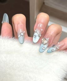 Lace Ladies（レースレディース）の「ビジュー ラメ グラデ ロング ネイルチップ（ネイルシール/ネイルチップ）」