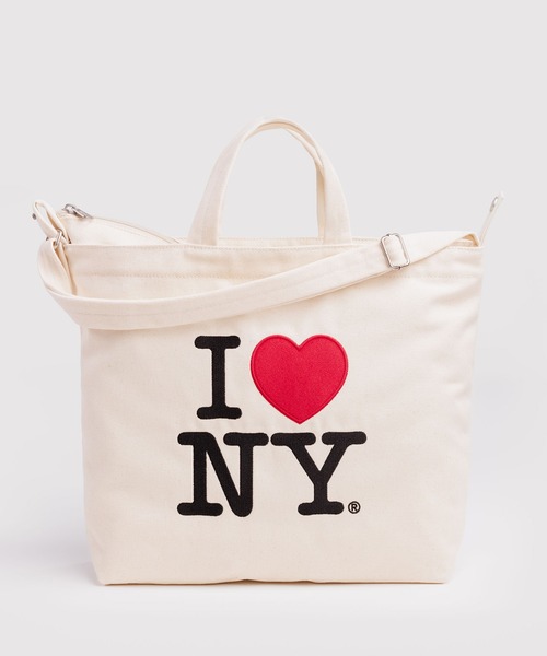 BAGGU（バグー）の「HORIZONTAL ZIP DUCK BAG　I LOVE NY（トートバッグ・レディース・アイボリー・FREE）」の2枚目の写真
