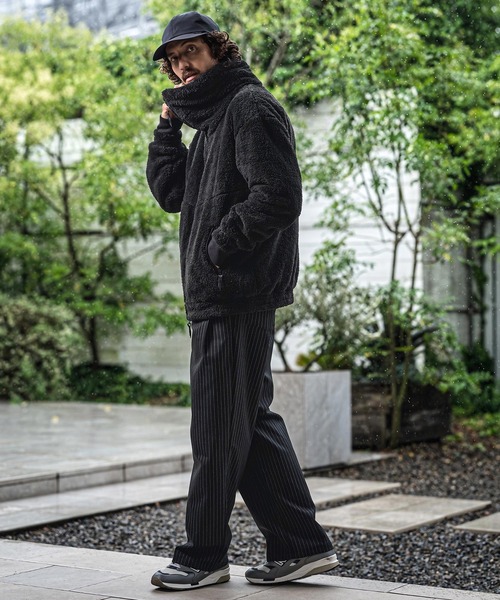 CAMBIO(カンビオ)の「mj11684-Short Micro Fur Volume Stand Neck Jacket ファースタンドネックジャケット(A73626cmb)(その他アウター・メンズ・チャコール/キナリ/ネイビー/ブラック・L/M/S)」の12枚目の写真
