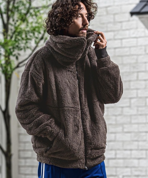 CAMBIO(カンビオ)の「mj11684-Short Micro Fur Volume Stand Neck Jacket ファースタンドネックジャケット(A73626cmb)(その他アウター・メンズ・チャコール/キナリ/ネイビー/ブラック・L/M/S)」の14枚目の写真