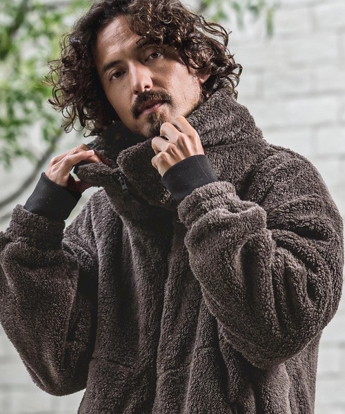 CAMBIO(カンビオ)の「mj11684-Short Micro Fur Volume Stand Neck Jacket ファースタンドネックジャケット(A73626cmb)(その他アウター・メンズ・チャコール/キナリ/ネイビー/ブラック・L/M/S)」の15枚目の写真