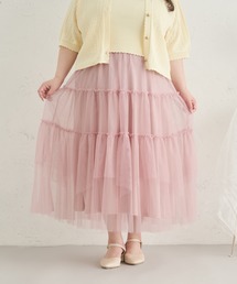 【Louiosy】【大きいサイズ】イレヘムティアードチュールスカート