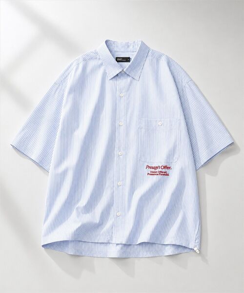 CRAFT STANDARD BOUTIQUE(クラフトスタンダードブティック)の「ストライプ半袖ドローコードシャツ(シャツ/ブラウス・メンズ・グレー/サックスブルー・M/L)」の2枚目の写真