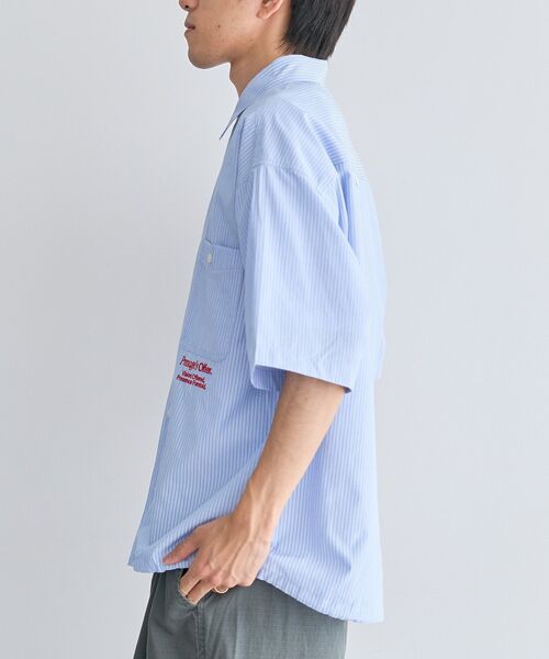 CRAFT STANDARD BOUTIQUE(クラフトスタンダードブティック)の「ストライプ半袖ドローコードシャツ(シャツ/ブラウス・メンズ・グレー/サックスブルー・M/L)」の5枚目の写真