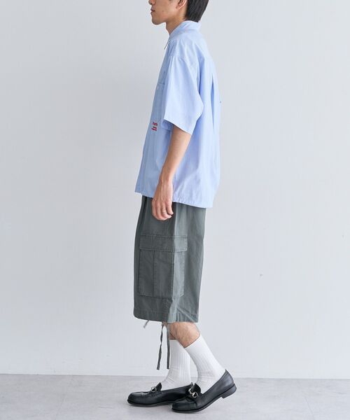 CRAFT STANDARD BOUTIQUE(クラフトスタンダードブティック)の「ストライプ半袖ドローコードシャツ(シャツ/ブラウス・メンズ・グレー/サックスブルー・M/L)」の8枚目の写真