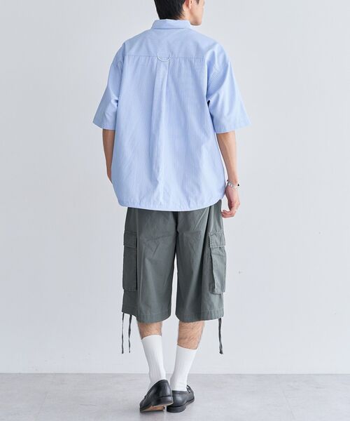 CRAFT STANDARD BOUTIQUE(クラフトスタンダードブティック)の「ストライプ半袖ドローコードシャツ(シャツ/ブラウス・メンズ・グレー/サックスブルー・M/L)」の9枚目の写真