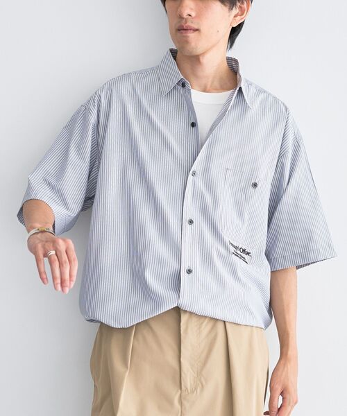 CRAFT STANDARD BOUTIQUE(クラフトスタンダードブティック)の「ストライプ半袖ドローコードシャツ(シャツ/ブラウス・メンズ・グレー/サックスブルー・M/L)」の10枚目の写真