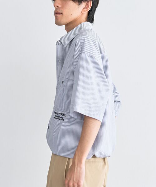 CRAFT STANDARD BOUTIQUE(クラフトスタンダードブティック)の「ストライプ半袖ドローコードシャツ(シャツ/ブラウス・メンズ・グレー/サックスブルー・M/L)」の11枚目の写真