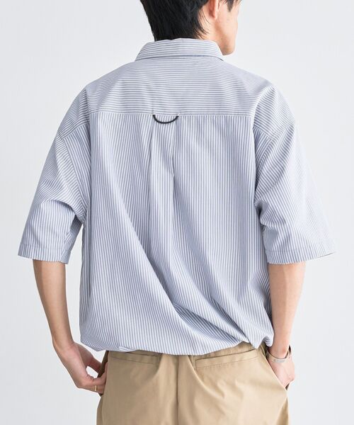 CRAFT STANDARD BOUTIQUE(クラフトスタンダードブティック)の「ストライプ半袖ドローコードシャツ(シャツ/ブラウス・メンズ・グレー/サックスブルー・M/L)」の12枚目の写真
