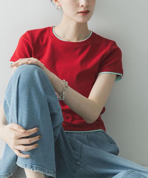 URBAN RESEARCH（アーバンリサーチ）の「レイヤードライクTシャツ（Tシャツ/カットソー・レディース・ピンク/レッド/ネイビー・FREE）」の18枚目の写真