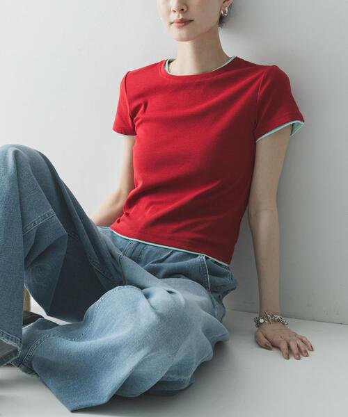 URBAN RESEARCH（アーバンリサーチ）の「レイヤードライクTシャツ（Tシャツ/カットソー・レディース・ピンク/レッド/ネイビー・FREE）」の19枚目の写真