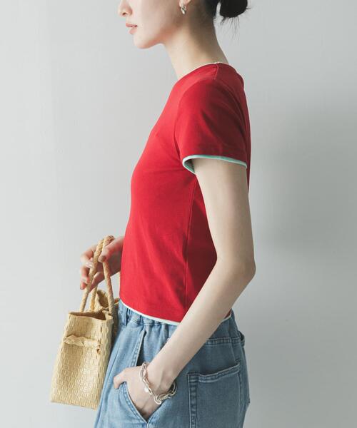 URBAN RESEARCH（アーバンリサーチ）の「レイヤードライクTシャツ（Tシャツ/カットソー・レディース・ピンク/レッド/ネイビー・FREE）」の22枚目の写真