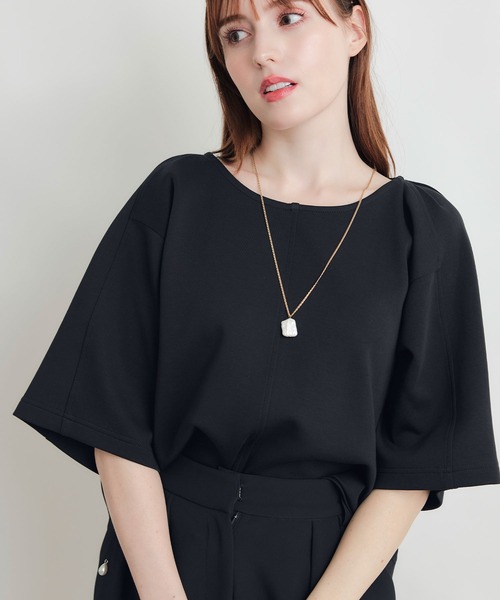 PICCIN(ピッチン)の「切り替えスリーブダンボールプルオーバー(Tシャツ/カットソー・レディース・チャコールグレー/ブラック・M)」の2枚目の写真