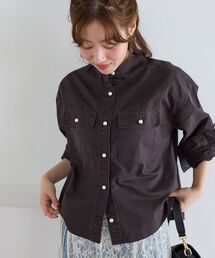 le.coeur blanc（ルクールブラン）の「【羽織でも大活躍!】スタンドネックパールボタンシャツ（シャツ/ブラウス）」