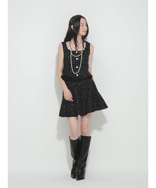 FURFUR(ファーファー)の「ファンシーツイードコンパクトベスト(ベスト・レディース・ブラック/アイボリー/ピンク・F)」の14枚目の写真
