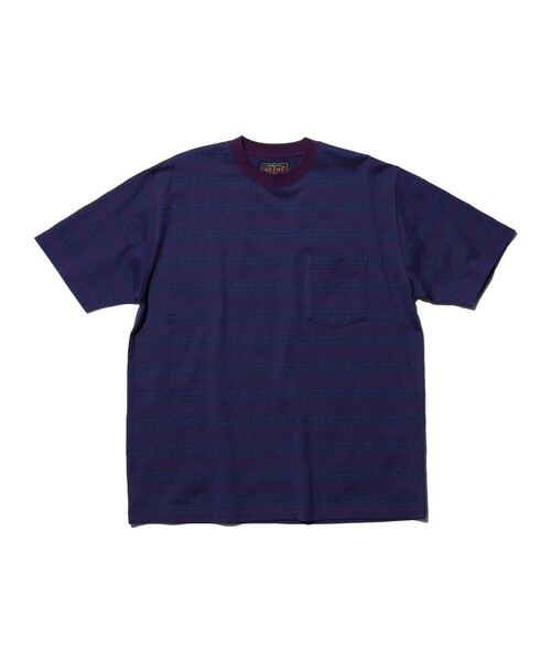 BEAMS PLUS(ビームスプラス)の「Pocket Tee Jacquard Stripe(Tシャツ/カットソー・メンズ・パープル・MEDIUM/X-LARGE/XX-LARGE)」の1枚目の写真