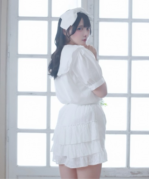 Whinny(ホワイニー)の「Whinny/【2026夏新作♪】メレンゲしゅがーセーラー(シャツ/ブラウス・レディース・ブラック/ホワイト・FREE)」の6枚目の写真