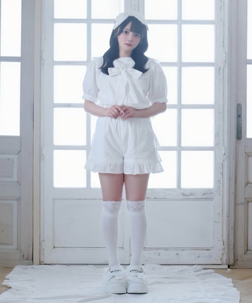 Whinny(ホワイニー)の「Whinny/【2026夏新作♪】メレンゲしゅがーセーラー(シャツ/ブラウス・レディース・ブラック/ホワイト・FREE)」の5枚目の写真