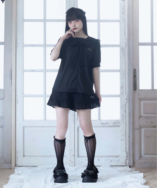 Whinny(ホワイニー)の「Whinny/【2026夏新作♪】メレンゲしゅがーセーラー(シャツ/ブラウス・レディース・ブラック/ホワイト・FREE)」の8枚目の写真