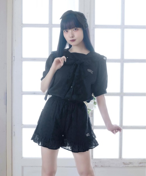 Whinny(ホワイニー)の「Whinny/【2026夏新作♪】メレンゲしゅがーセーラー(シャツ/ブラウス・レディース・ブラック/ホワイト・FREE)」の10枚目の写真