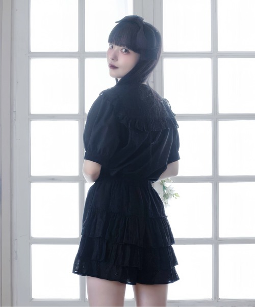 Whinny(ホワイニー)の「Whinny/【2026夏新作♪】メレンゲしゅがーセーラー(シャツ/ブラウス・レディース・ブラック/ホワイト・FREE)」の12枚目の写真
