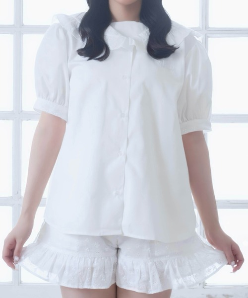 Whinny(ホワイニー)の「Whinny/【2026夏新作♪】メレンゲしゅがーセーラー(シャツ/ブラウス・レディース・ブラック/ホワイト・FREE)」の7枚目の写真