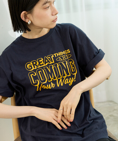 FREAK'S STORE(フリークスストア)の「メッセージ ロゴTシャツ(Great Things)/グレイトティングス Tシャツ(Tシャツ/カットソー・レディース・ワインレッド/グリーン/ネイビー・フリ-)」の1枚目の写真