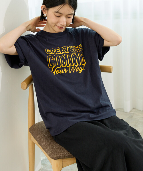FREAK'S STORE(フリークスストア)の「メッセージ ロゴTシャツ(Great Things)/グレイトティングス Tシャツ(Tシャツ/カットソー・レディース・ワインレッド/グリーン/ネイビー・フリ-)」の6枚目の写真