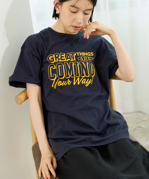 FREAK'S STORE(フリークスストア)の「メッセージ ロゴTシャツ(Great Things)/グレイトティングス Tシャツ(Tシャツ/カットソー・レディース・ワインレッド/グリーン/ネイビー・フリ-)」の7枚目の写真