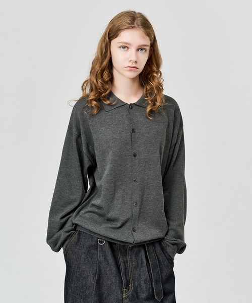 WETTEMPT(ウィテンプト)の「HIGH GAUGE L/S KNIT SHIRT / ハイゲージL/Sニットシャツ(ニット/セーター・メンズ・ブラウン/グレー/レッド/ブラック・SMALL/MEDIUM/LARGE)」の2枚目の写真