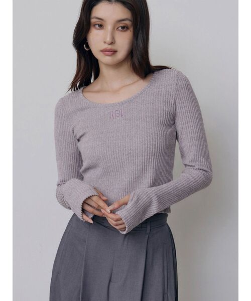 MURUA（ムルーア）の「テレコブラッシュトップス　秋服（Tシャツ/カットソー・レディース・ブラック/パープル/ブルー・FREE）」の3枚目の写真
