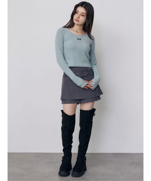 MURUA（ムルーア）の「テレコブラッシュトップス　秋服（Tシャツ/カットソー・レディース・ブラック/パープル/ブルー・FREE）」の7枚目の写真