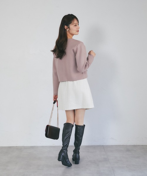 tocco closet(トッコ クローゼット)の「ビジュー飾り釦ラップツイードミニスカート(スカート・レディース・アイボリー/ピンクベージュ・M)」の18枚目の写真