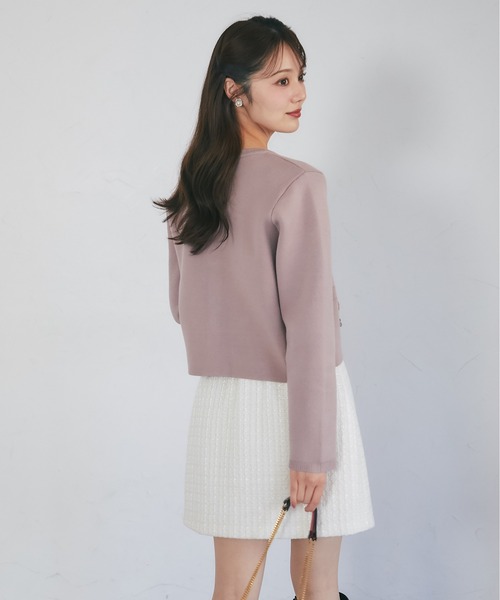 tocco closet(トッコ クローゼット)の「ビジュー飾り釦ラップツイードミニスカート(スカート・レディース・アイボリー/ピンクベージュ・M)」の21枚目の写真