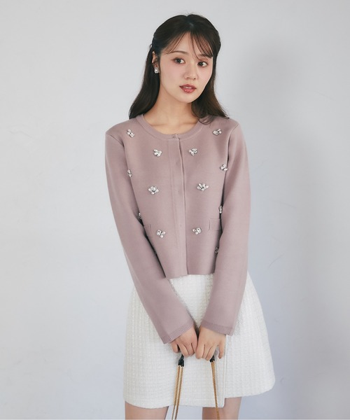 tocco closet(トッコ クローゼット)の「ビジュー飾り釦ラップツイードミニスカート(スカート・レディース・アイボリー/ピンクベージュ・M)」の20枚目の写真