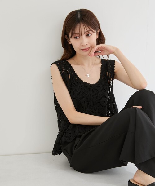 Jayro(ジャイロ)の「かぎ針編みビスチェ(その他トップス・レディース・ブラック・M)」の5枚目の写真