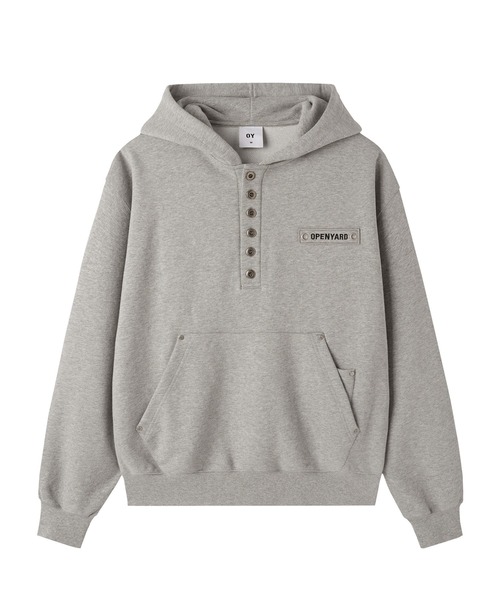 Openyard(オープンヤード)の「『Openyard/オープンヤード』RIVET HENLEY HOODIE/リベットヘンリーフーディーパーカー(パーカー・メンズ・グレー/ブラック・M/L)」の13枚目の写真