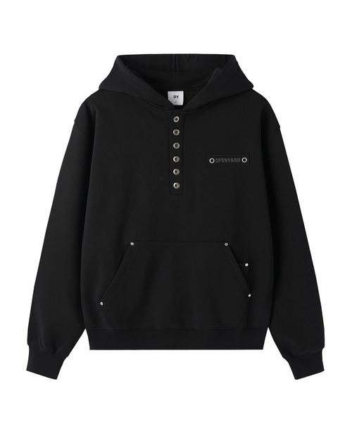 Openyard(オープンヤード)の「『Openyard/オープンヤード』RIVET HENLEY HOODIE/リベットヘンリーフーディーパーカー(パーカー・メンズ・グレー/ブラック・M/L)」の11枚目の写真