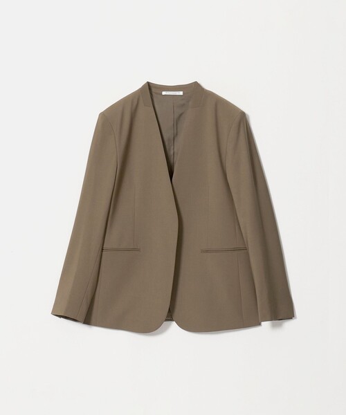 BEAUTY&YOUTH UNITED ARROWS(ビューティーアンドユースユナイテッドアローズ)の「毛ポリエステルブレンド トロピカル カラーレスジャケット(ノーカラージャケット・レディース・ブラック/モカ・M/S)」の1枚目の写真