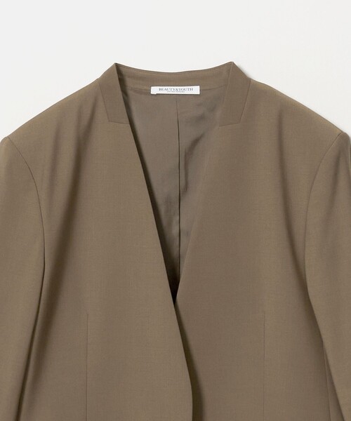 BEAUTY&YOUTH UNITED ARROWS(ビューティーアンドユースユナイテッドアローズ)の「毛ポリエステルブレンド トロピカル カラーレスジャケット(ノーカラージャケット・レディース・ブラック/モカ・M/S)」の4枚目の写真
