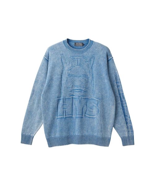 HYSTERIC GLAMOUR(ヒステリックグラマー)の「SEE NO EVIL セーター(ニット/セーター・メンズ・ダークインディゴブルー/ブラック・SMALL/MEDIUM/LARGE/X-LARGE)」の1枚目の写真