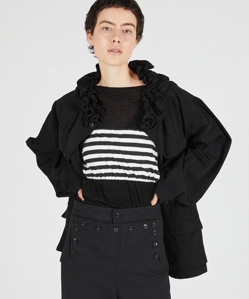crinkle crinkle crinkle(クリンクルクリンクルクリンクル)の「【 crinkle crinkle crinkle 】 frill collar military jacket / フリルカラーミリタリージャケット(ミリタリージャケット・レディース・ブラック/カーキ・X-LARGE)」の22枚目の写真