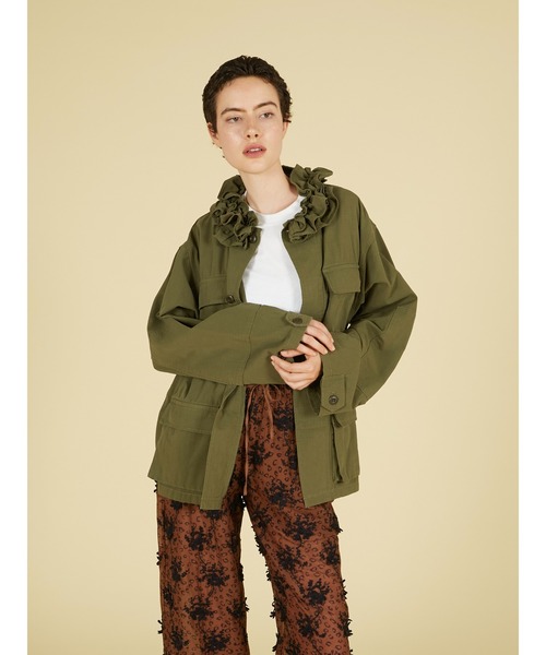 crinkle crinkle crinkle(クリンクルクリンクルクリンクル)の「【 crinkle crinkle crinkle 】 frill collar military jacket / フリルカラーミリタリージャケット(ミリタリージャケット・レディース・ブラック/カーキ・X-LARGE)」の10枚目の写真