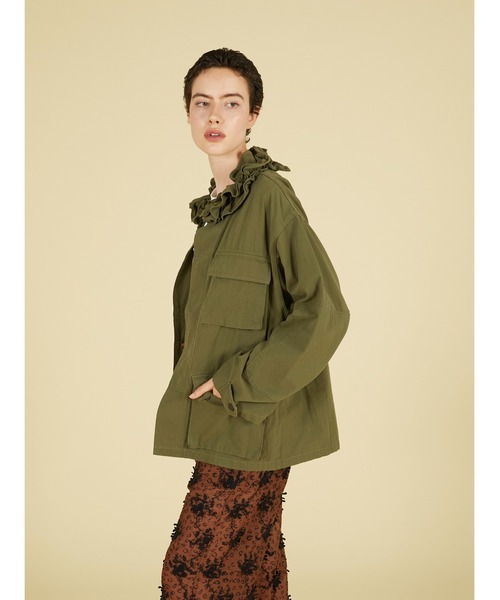 crinkle crinkle crinkle(クリンクルクリンクルクリンクル)の「【 crinkle crinkle crinkle 】 frill collar military jacket / フリルカラーミリタリージャケット(ミリタリージャケット・レディース・ブラック/カーキ・X-LARGE)」の8枚目の写真