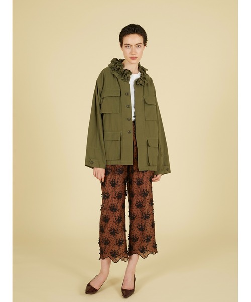 crinkle crinkle crinkle(クリンクルクリンクルクリンクル)の「【 crinkle crinkle crinkle 】 frill collar military jacket / フリルカラーミリタリージャケット(ミリタリージャケット・レディース・ブラック/カーキ・X-LARGE)」の5枚目の写真