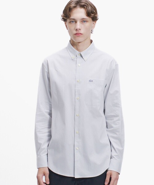 LACOSTE(ラコステ)の「イージーケア加工 ロンドンストライプ ストレッチボタンダウン長袖シャツ(シャツ/ブラウス・メンズ・ライトブルー/ライトグレー・39/38/40/41)」の2枚目の写真